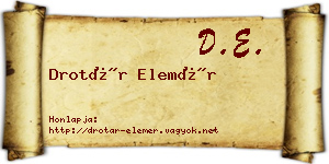 Drotár Elemér névjegykártya